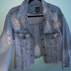 cute distressed jean jacket!